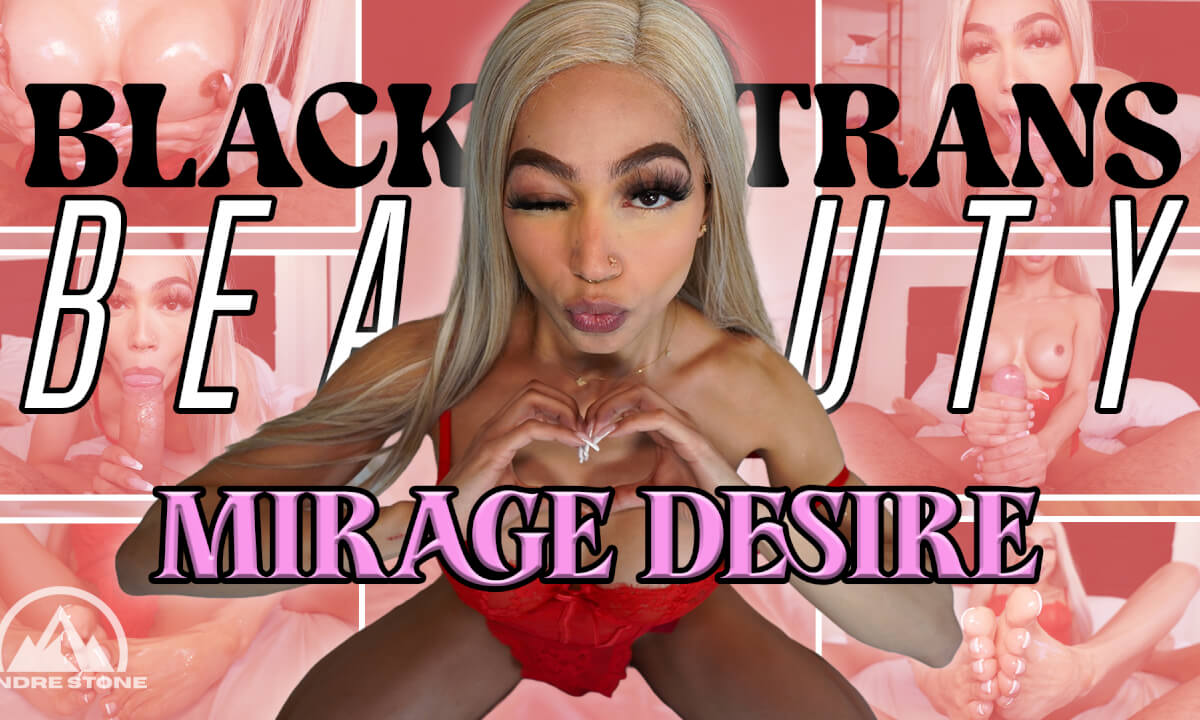 Black Trans Beauty Mirage Desire Gives A Foot, Tit, Hand and Blowjob for Valentine's